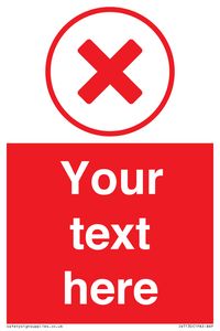 Custom red background, red cross in circle sign